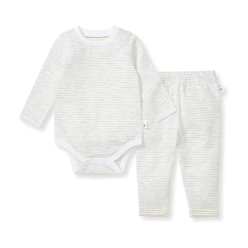 Burts Bees – Baby Unisex Slub Stripe Bodysuit Set, Mossy Green