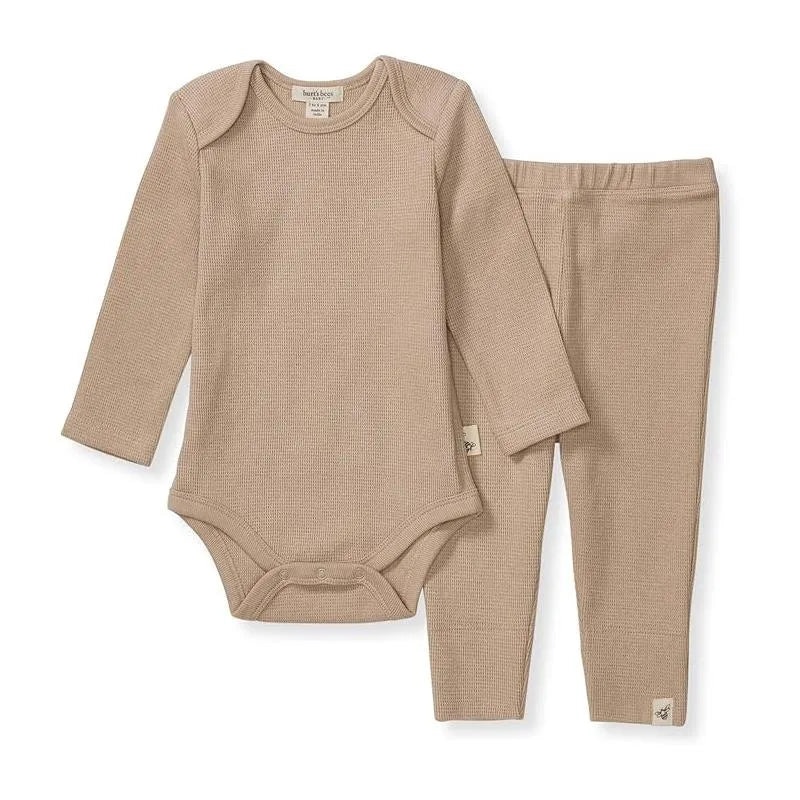Burts Bees – Baby Unisex Thermal Neutral Bodysuit & Pant Set, Cremini