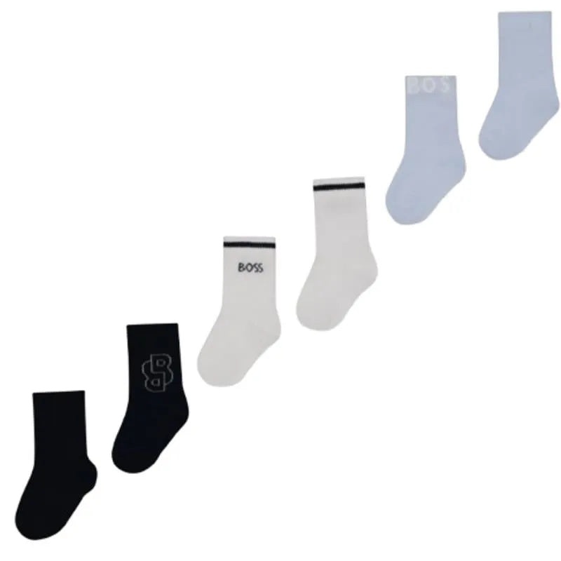 Hugo Boss Baby – 3Pk White & Blue Socks