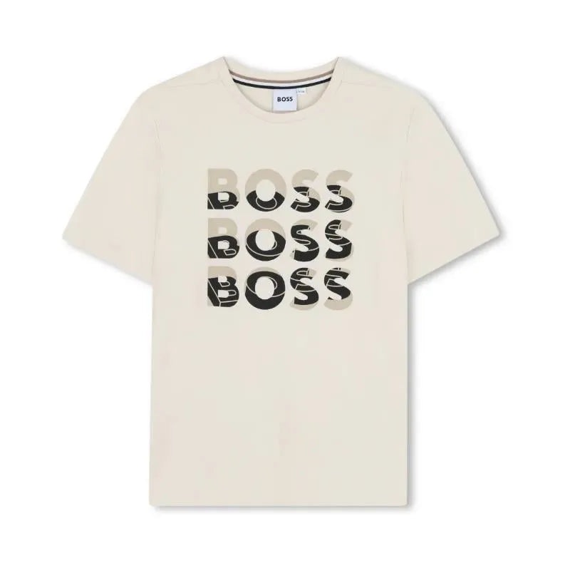 Hugo Boss Baby – Multi Logo Short Sleeve Tshirt White & Beige