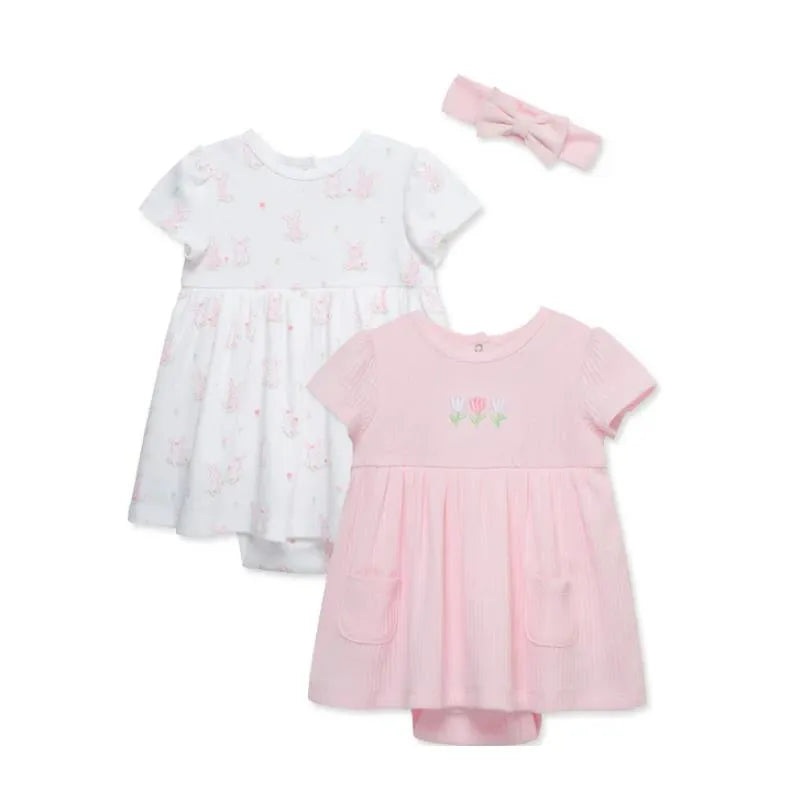 Little Me – 2Pk Tulips Baby Bsuit Dress Pink