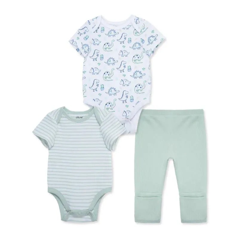 Little Me – 3Pk Dino Baby Bodysuit & Pant Set, Green