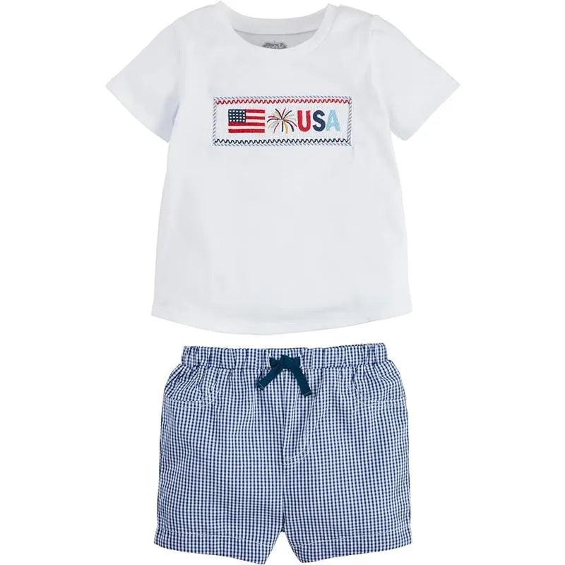 Mud Pie – Baby Boy Flag Smocked Short Set