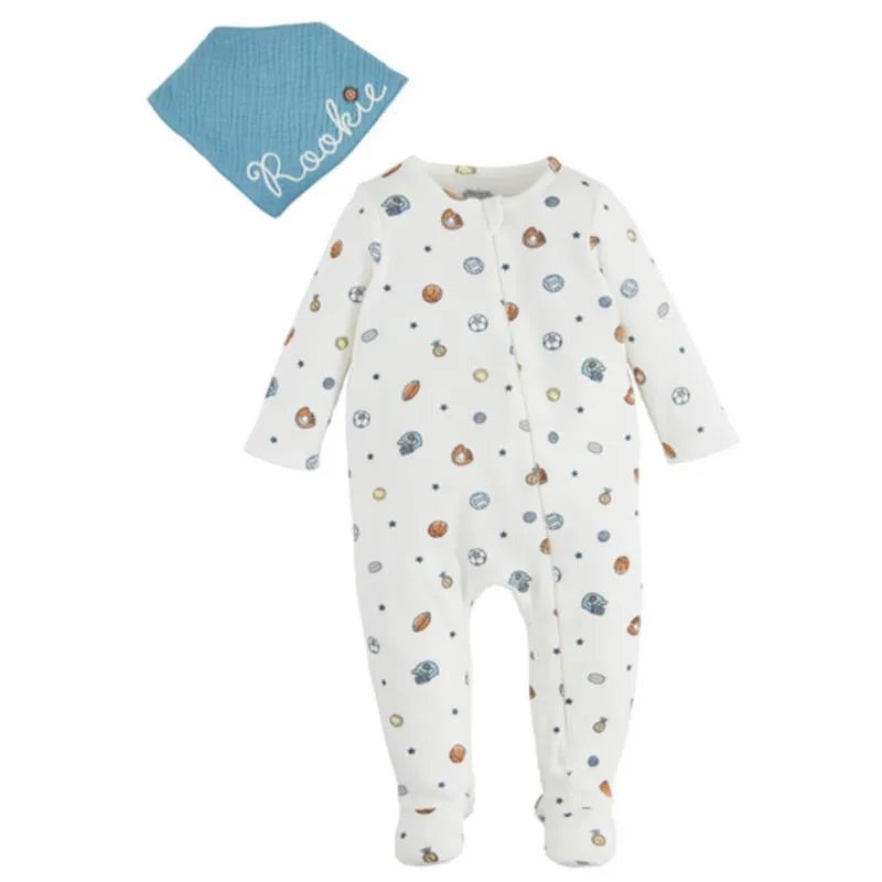 Mud Pie – Sports Print Sleeper & Bib Set