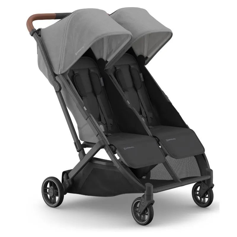 Uppababy – Minu Duo Side By Side Compact Double Stroller, Greyson (Charcoal Mlange/Carbon Frame/Saddle Leather)