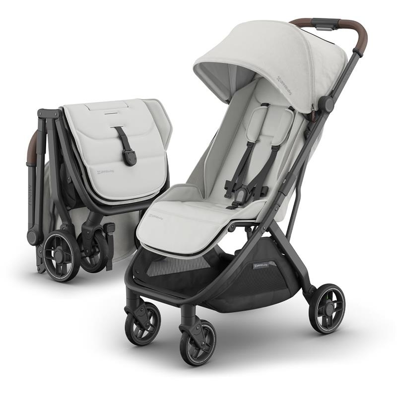 Uppababy – Minu V3 Compact Stroller, Savannah (Pearl Gray Melange/Carbon Frame/Chestnut Leather)
