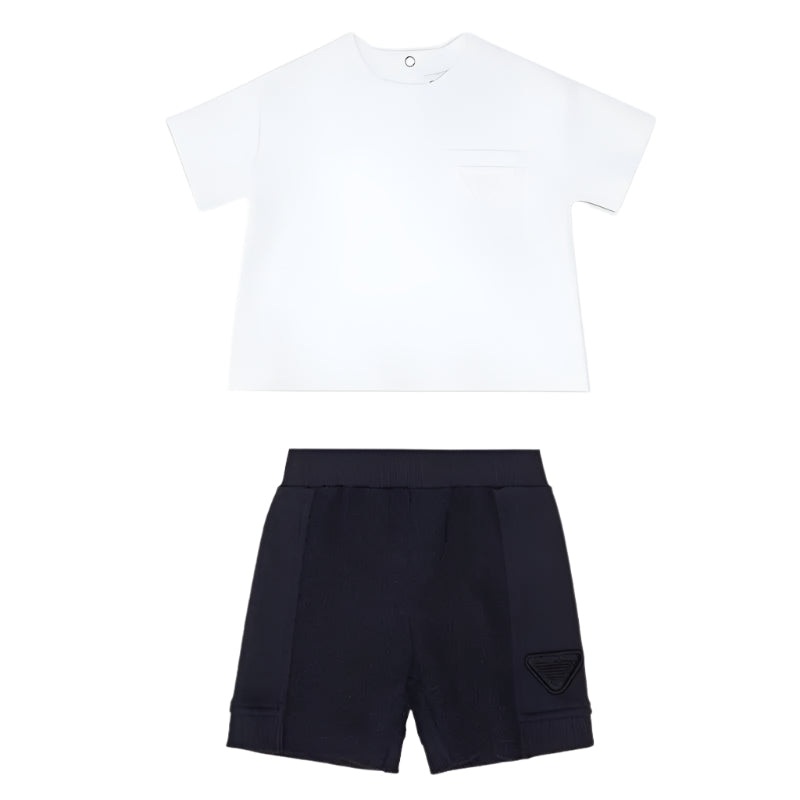 Armani Baby – 2Pk Set T-Shit And Shorts, White And Navy