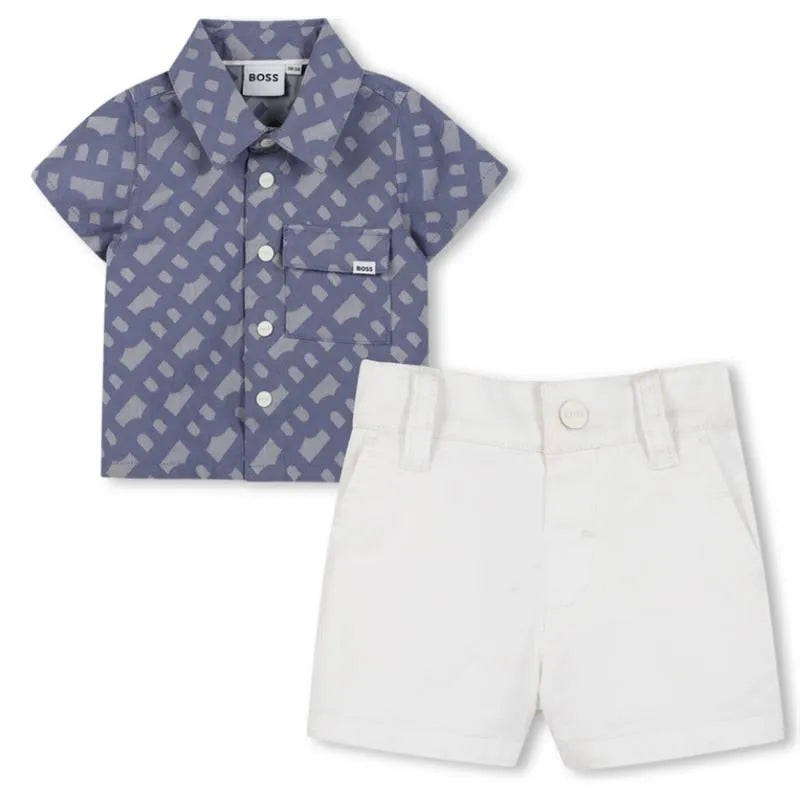 Hugo Boss Baby – Boy Shirt & Shorts Set, Blue