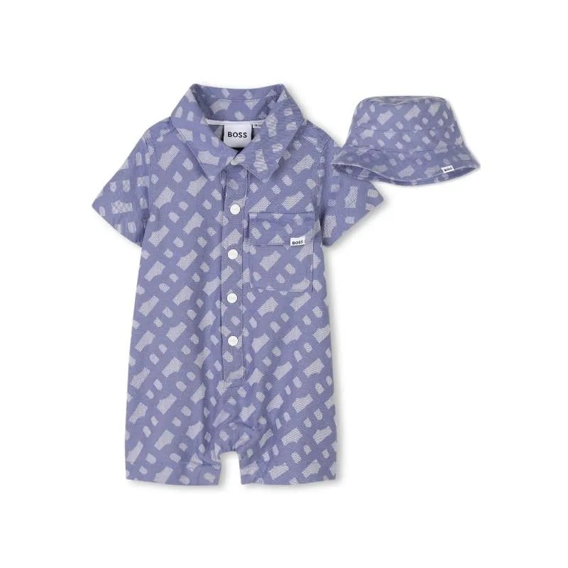 Hugo Boss Baby – Boy Short All In One & Bucket Hat, Blue