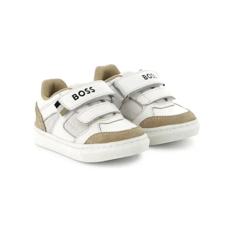 Hugo Boss Baby – Mini Me Sneaker Velcro Closure, White/Beige