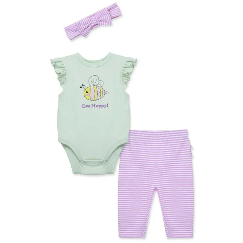 Little Me – 3Pk Baby Girl Bee Happy Bodysuit & Pant Set