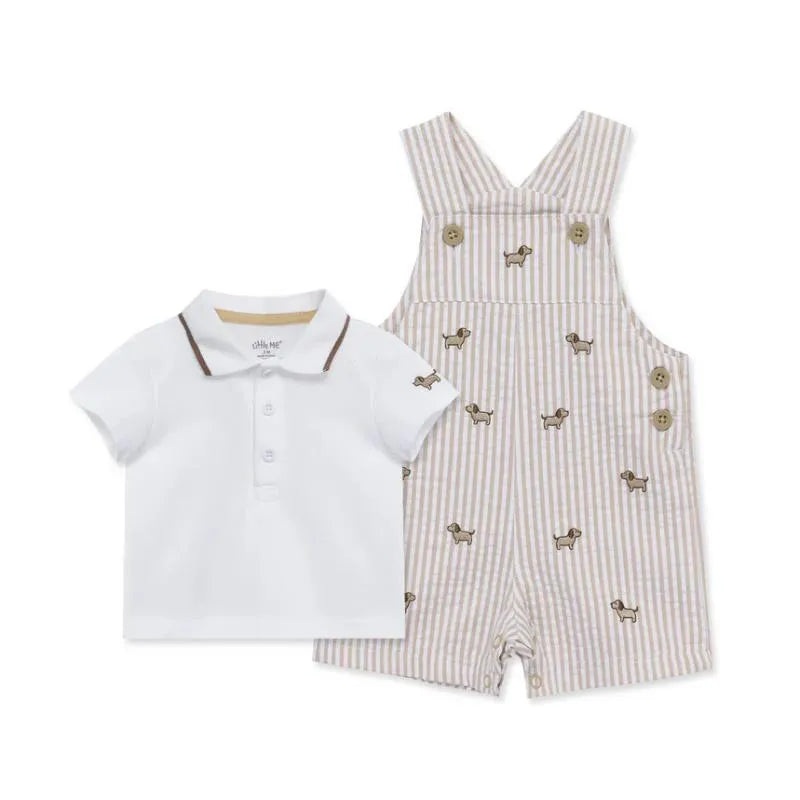 Little Me – Baby Boy Puppies Woven Shortall Set