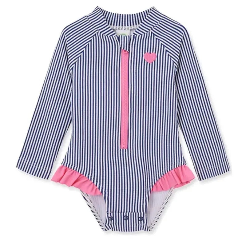 Little Me – Baby Girl Heart Rashguard Blue