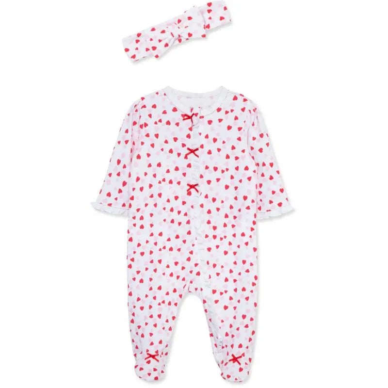 Little Me – Baby Girl Valentine Footie & Headband