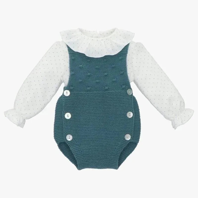 Martin Aranda – Baby Boy Set Blouse & Overall Petit Flowers, Green