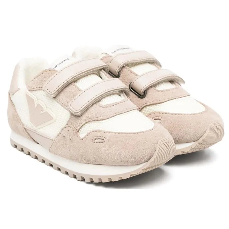 Armani Baby – Logo Patch Sneakers, Tan/Vanilla