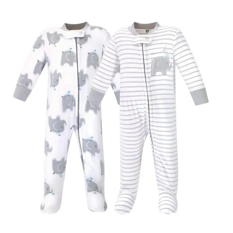 Baby Vision – Hudson Baby Unisex 2Pk Fleece Zipper Sleep & Play, Elephants