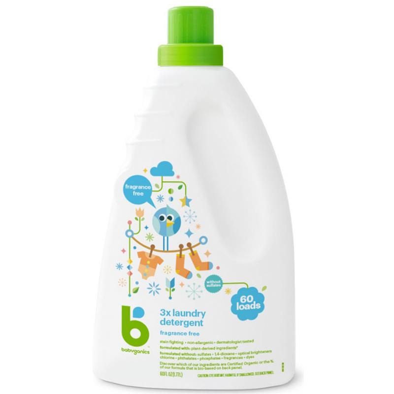 Babyganics – 3x Laundry Detergent Fragrance Free, 60 Oz