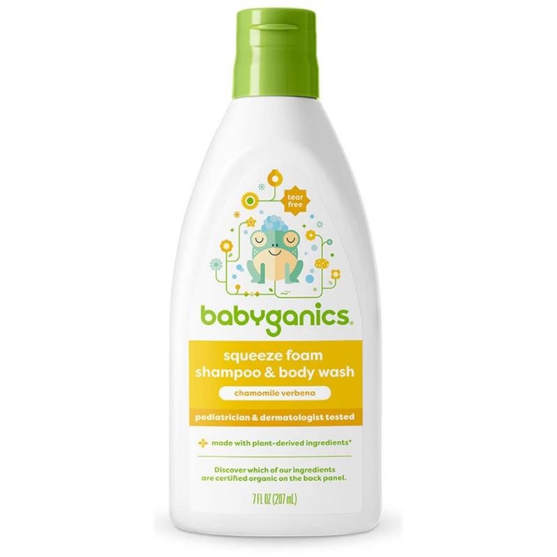 Babyganics – Squeeze Foam Shampoo & Body Wash Chamomile Verbena, 9 Oz