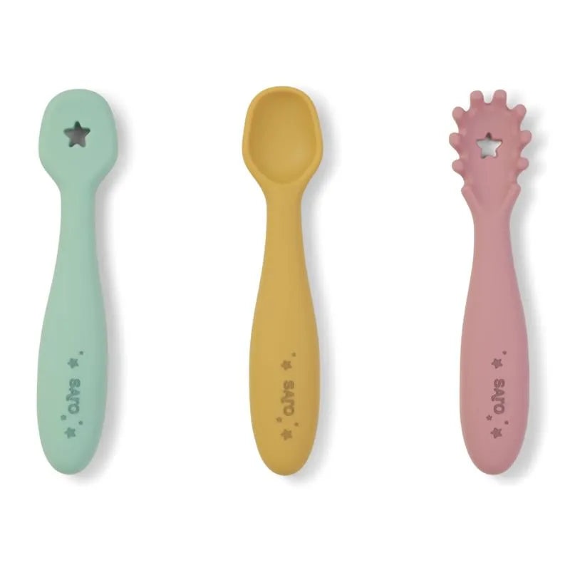 Kalencom – Set Of 3 Training Spoons, Blossom + Mustard + Hunter