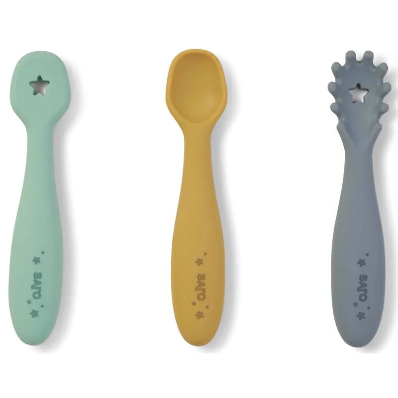 Kalencom – Set Of 3 Training Spoons, Mist + Mustard + Hunter