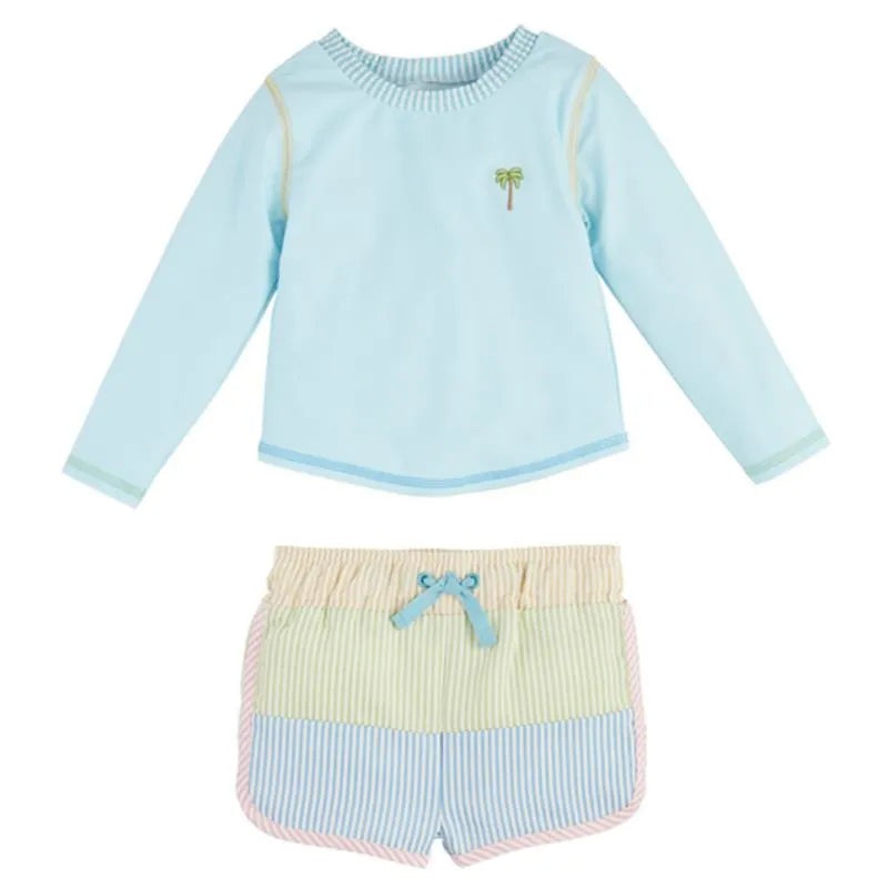 Mud Pie – Baby Boy Seersucker Rash Guard & Swim Trunks Set