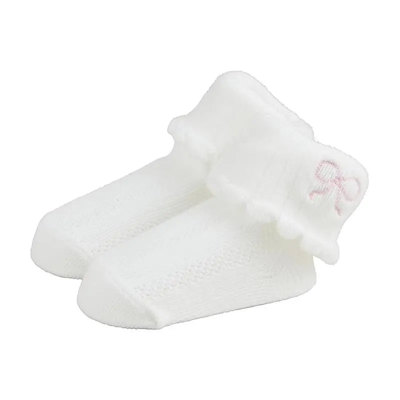 Mud Pie – Baby Girl Bow Foldover Socks 0/12M