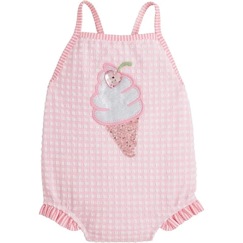 Mud Pie – Baby Girl Pink Check Ice Cream Swimsuit