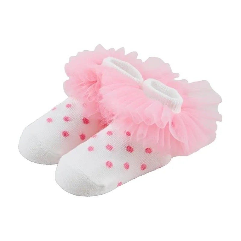 Mud Pie – Baby Girl Pink Dot Tutu Sock 0/12M