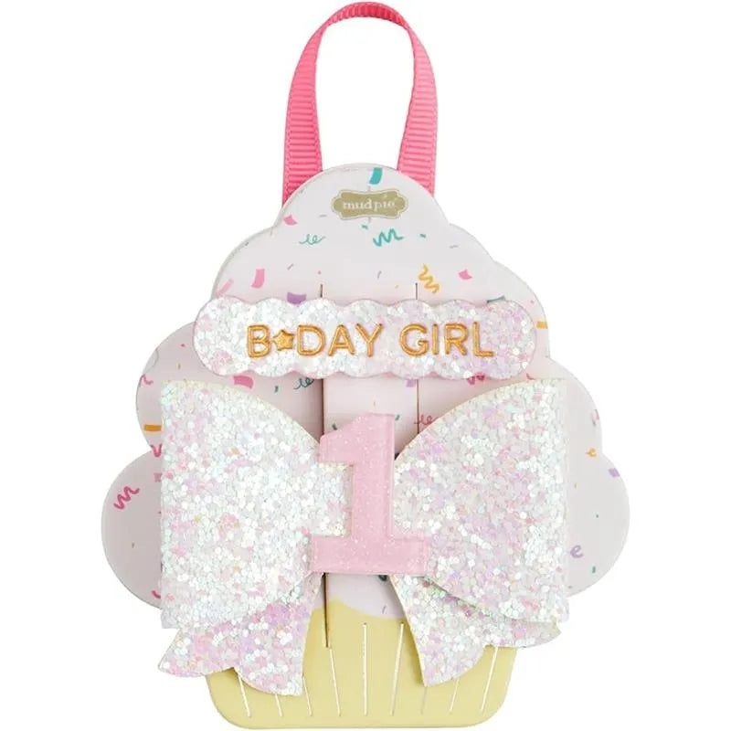 Mud Pie – Baby Girl Pink One Birthday Hair Clips