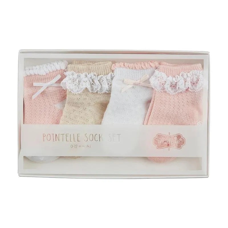 Mud Pie – Baby Pink Pointelle Baby Sock Set, 0/12 Months