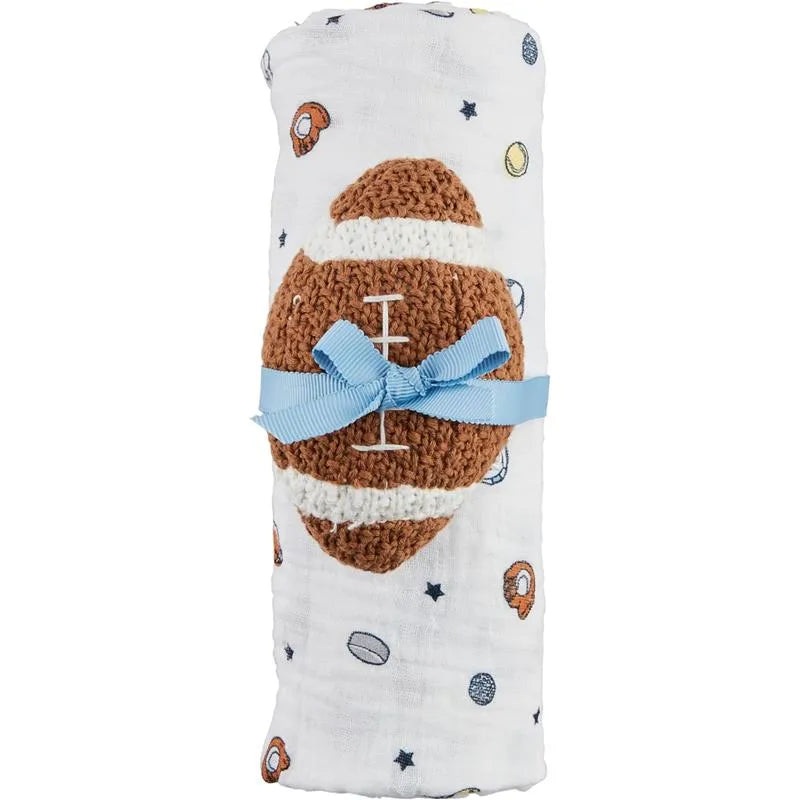 Mud Pie – Sports Swaddle & Football Rattle Set