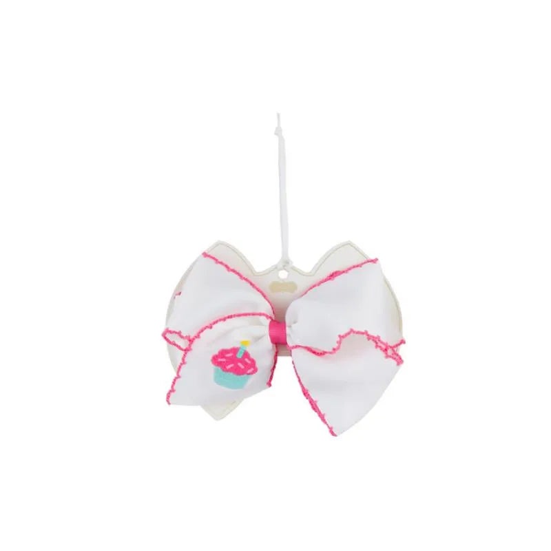 Mud Pie – Toddler Girl Cupcake Embroidered Bow