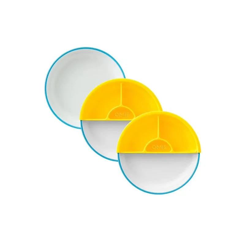 Omie – Toddler Plate With Divider, Blue | 3 plates & 2 dividers