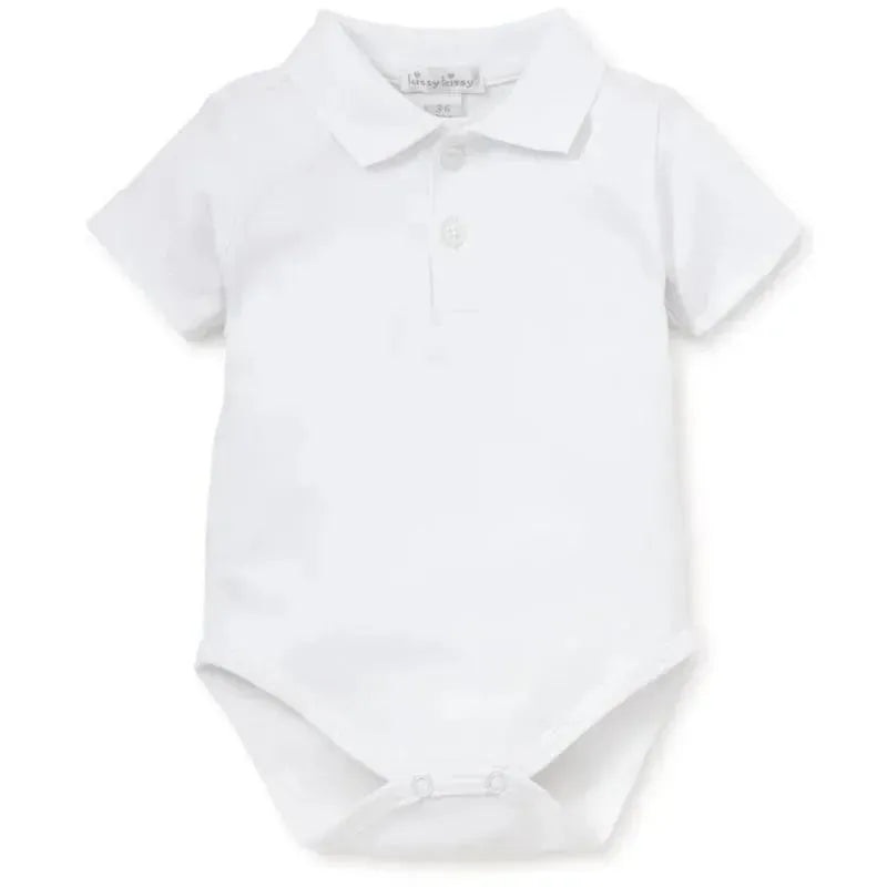Kissy Kissy – Baby Boy Short Sleeve Bodysuit With Collar, White