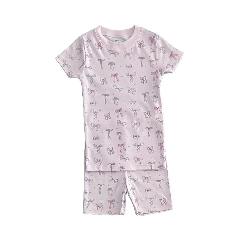 Noomie – Baby Girl Bows Short Sleeve Pajama Set