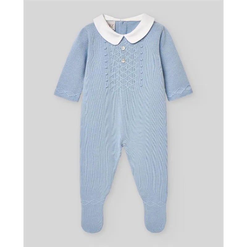 Paz Rodriguez – Baby Boy Knit Newborn Romper Vento, Sky Blue