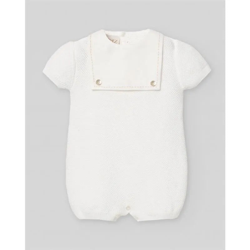 Paz Rodriguez – Baby Knit Newborn Romper Lino, White