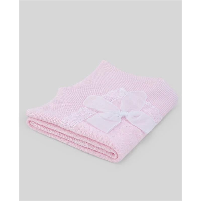 Paz Rodriguez – Baby Knit Newborn Shawl Linda, Chalk Pink/White