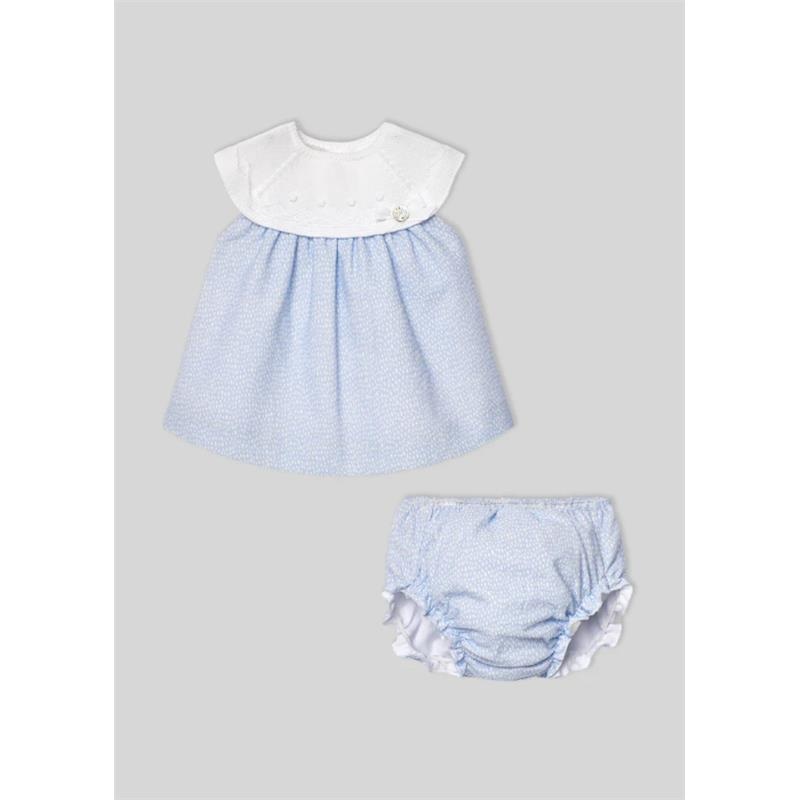 Paz Rodriguez – Baby Set Knit Newborn Dress + Bloomers Vento, Sky Blue