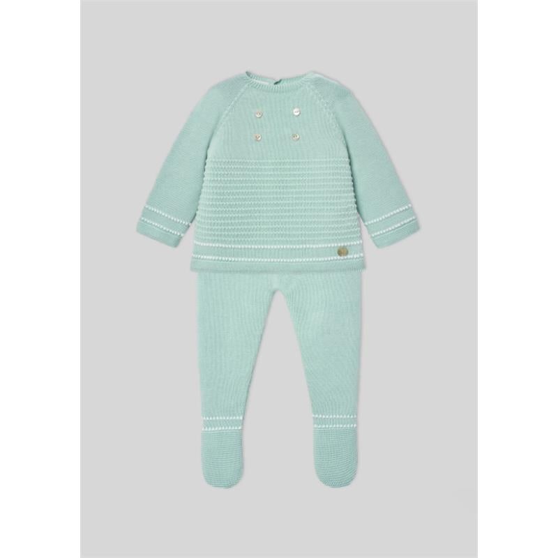 Paz Rodriguez – Take Me Home Set Knit Newborn Sweater + Leggings Eido, Sky Blue/White