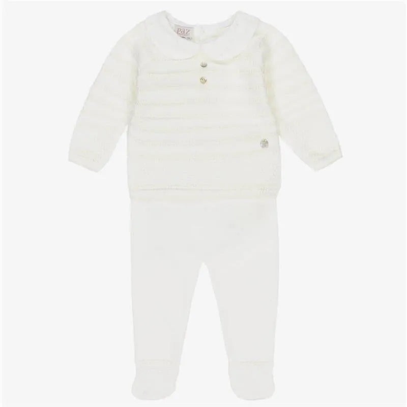 Paz Rodriguez – Take Me Home Set Knit Newborn Sweater + Leggings Paz, Cream/Beige