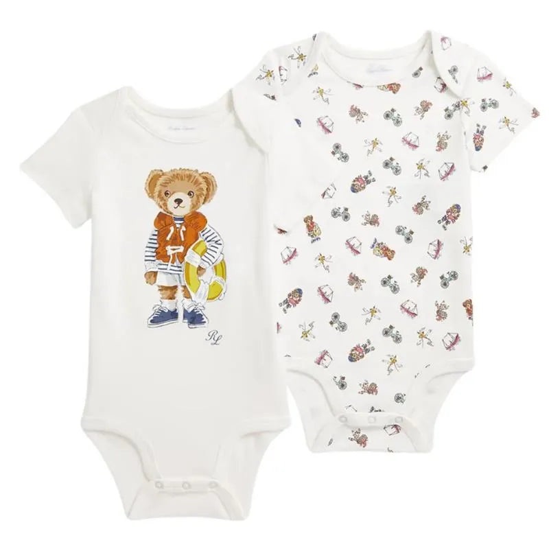 Ralph Lauren Baby – 2Pk Short-Sleeve Cotton Interlock Novelty Bear Graphic Bodysuits, Boy Bear