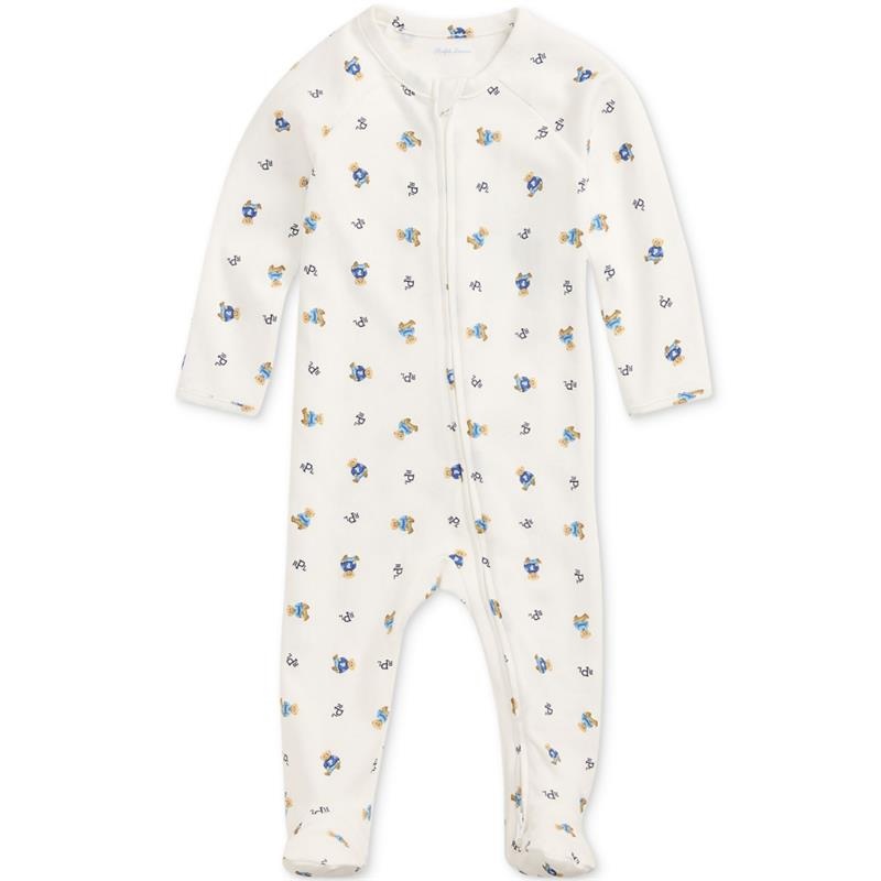 Ralph Lauren Baby – Long-Sleeve Cotton Interlock Novelty Bear Printed Zip Coverall
