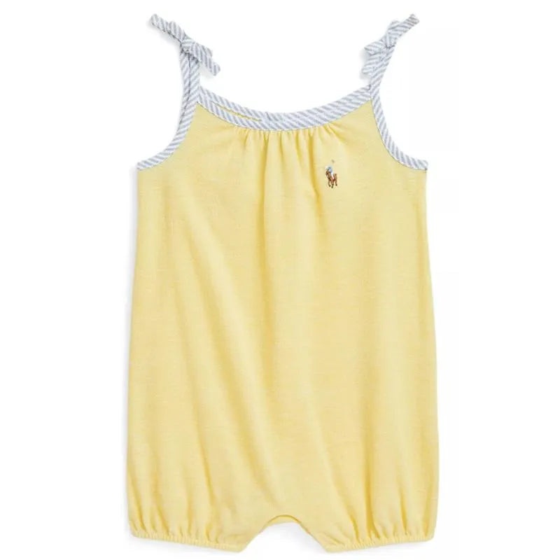 Ralph Lauren Baby – Sleeveless Oxford Mesh Tank Bubble Shortall, Yellow