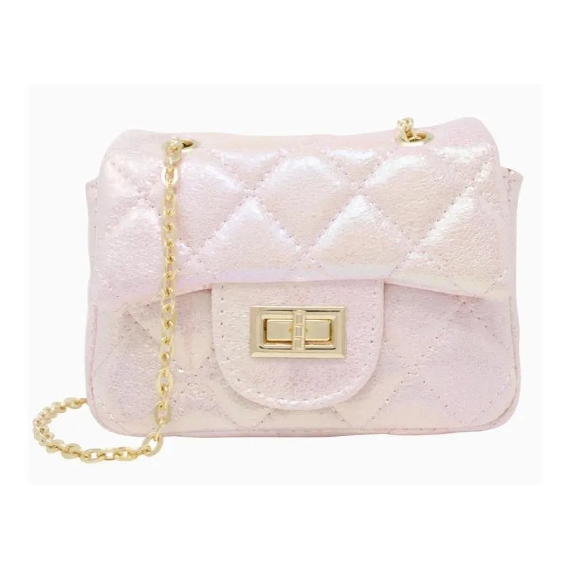 Tiny Treats – Classic Quilted Shiny Mini Bag, Pearl