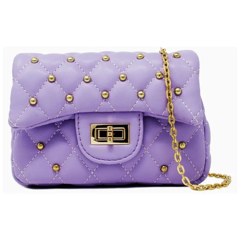 Tiny Treats – Classic Quilted Stud Mini Bag, Purple