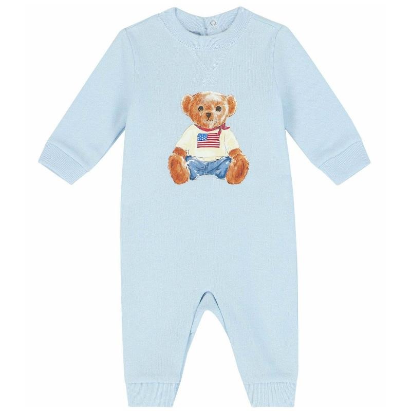 Ralph Lauren Baby – Long-Sleeve Magic Fleece Novelty Bear Graphic Coverall, Beryl Blue