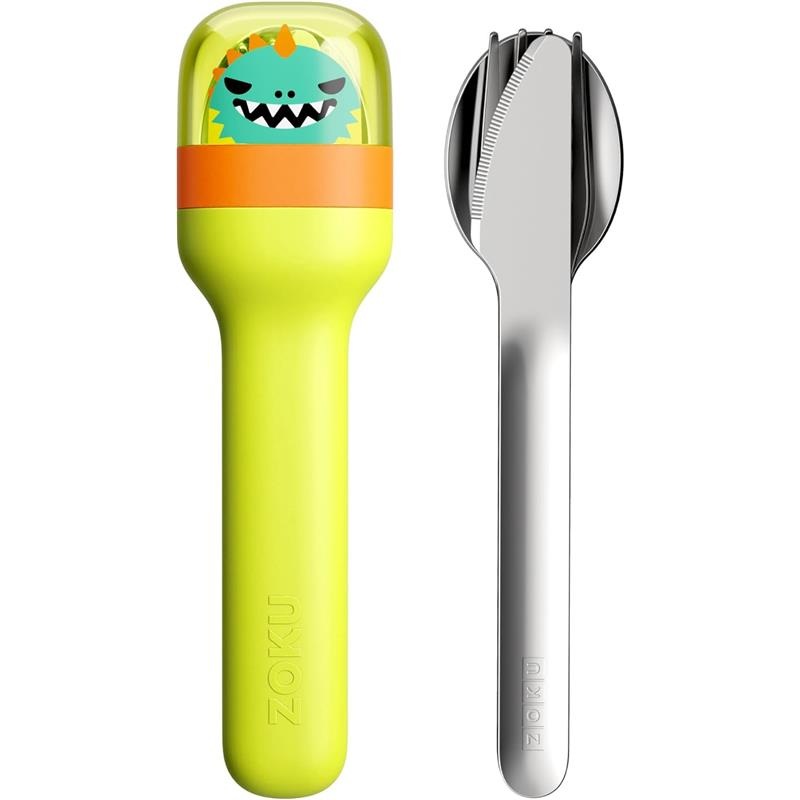 Zoku – Kids Pocket Utensil Set, Green Dino
