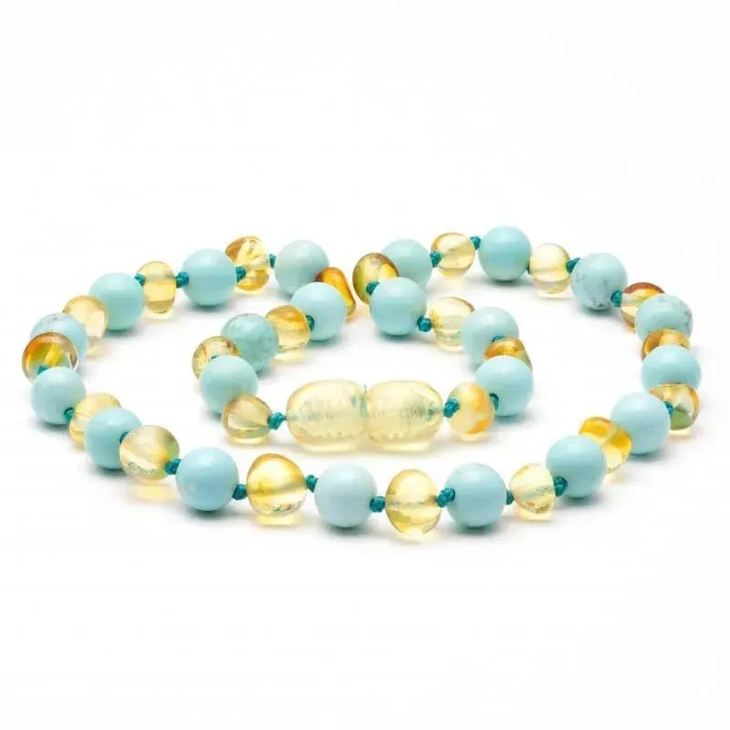 Amber Stone – Baltic Amber & Turquoise Necklace 136